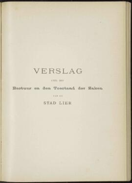 Verslag over het bestuur en de toestand der zaken van de stad Lier