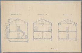 Tekening: Rijksnormaalschool: doorsneden; toestand voor WO I