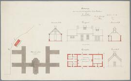 Cox, ontwerptekening: Bouw van een ontsmettingsbebouw aan Gasthuis (1/200)