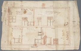 Plattegrond van een woning (mogelijk de H. Geesttafel?), dubbel perspectief