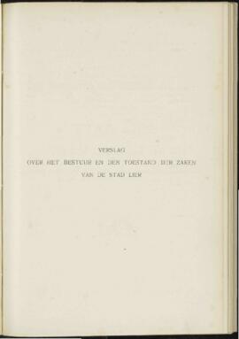 Verslag over het bestuur en de toestand der zaken van de stad Lier