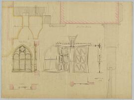 Tekening: Detail van een inkomdeur en van ramen (St.-Gummaruskerk?)