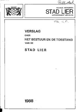 Verslag over het bestuur en de toestand van de stad Lier