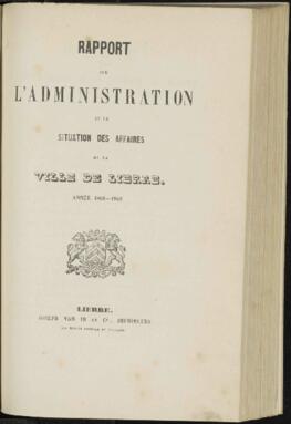 Rapport sur l' administration et la situation des affaires de la ville de Lierre