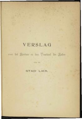 Verslag over het bestuur en de toestand der zaken van de stad Lier