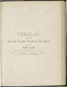 Verslag over het bestuur en de toestand der zaken van de stad Lier