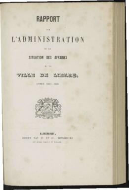 Rapport sur l' administration et la situation des affaires de la ville de Lierre