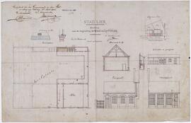 Cox, tekening: Vergroting van de school van Lachenen (1/100)